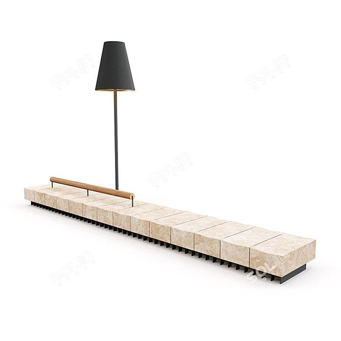 Elegant Bench with Floor Lamp 3D model image 11