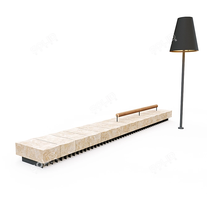 Elegant Bench with Floor Lamp 3D model image 16
