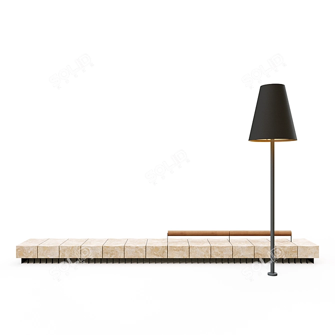 Elegant Bench with Floor Lamp 3D model image 17