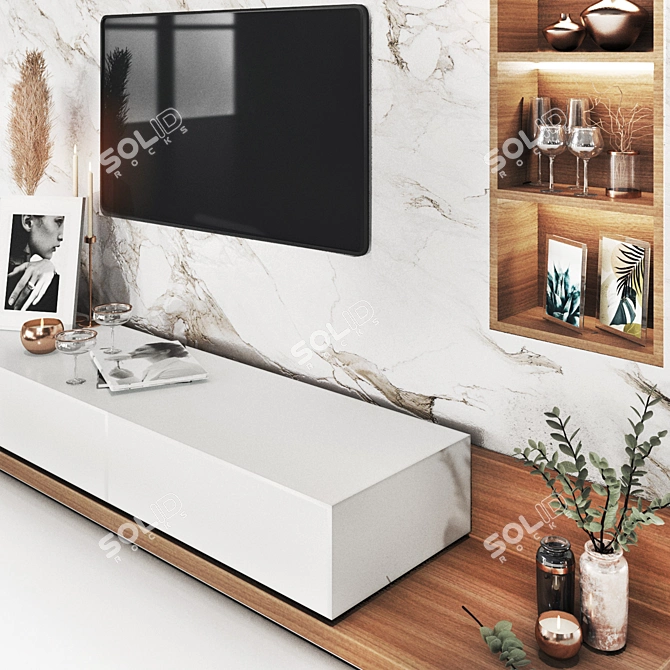 Elegant TV Wall Set - Minh Tri 3D model image 4