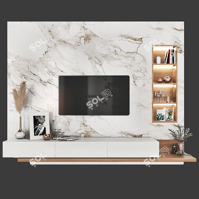 Elegant TV Wall Set - Minh Tri 3D model image 6