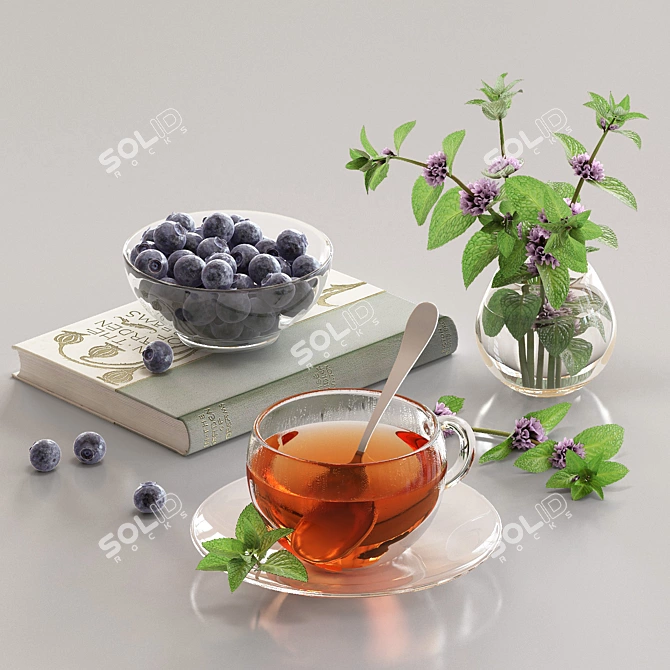 Elegant Tea Set for Stylish Sips 3D model image 1