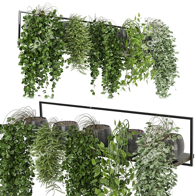 Rusty Concrete Indoor Plants Shelf 3D model image 2