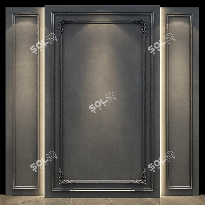 Elegant Gypsum Stucco Panel Set 3D model image 1