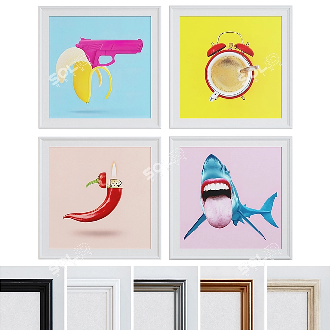 Modern Pop Art Picture Frame Set 3D model image 1