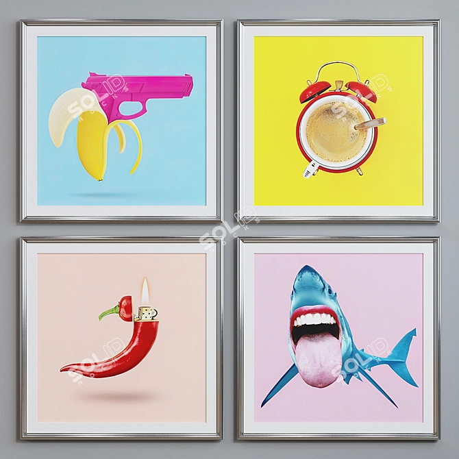 Modern Pop Art Picture Frame Set 3D model image 5