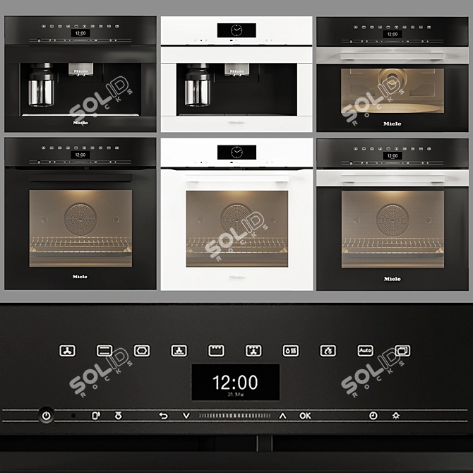 Sleek White Handleless Oven with BrilliantLight 3D model image 1