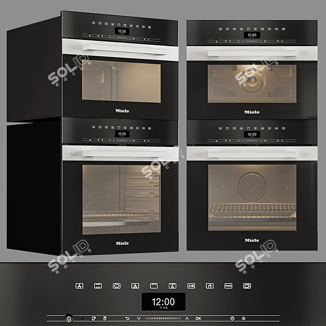 Sleek White Handleless Oven with BrilliantLight 3D model image 2