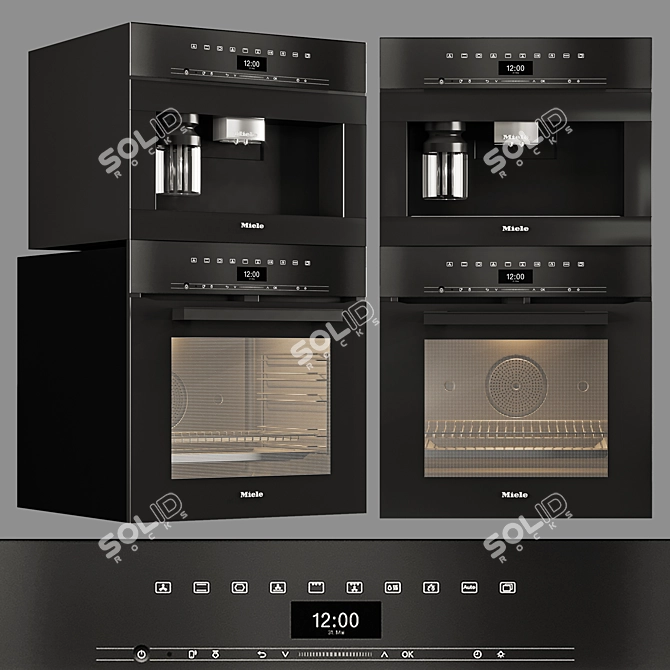 Sleek White Handleless Oven with BrilliantLight 3D model image 3