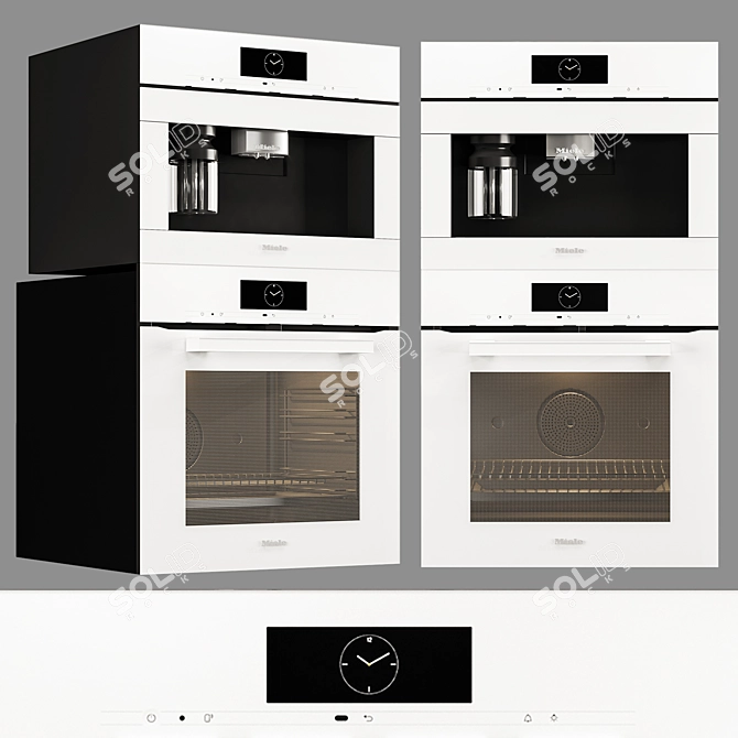 Sleek White Handleless Oven with BrilliantLight 3D model image 4