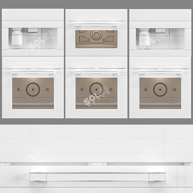Sleek White Handleless Oven with BrilliantLight 3D model image 5