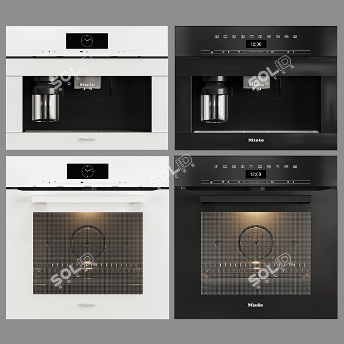 Sleek White Handleless Oven with BrilliantLight 3D model image 6