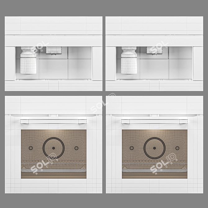 Sleek White Handleless Oven with BrilliantLight 3D model image 9