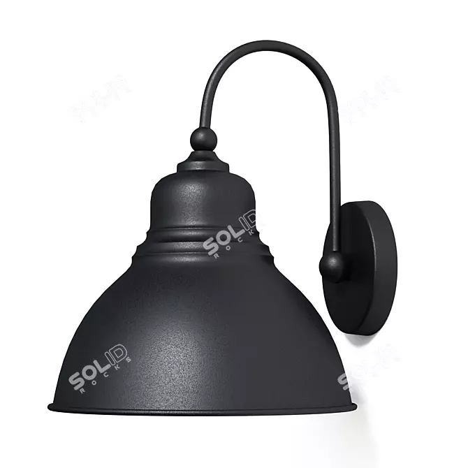 Vintage Black Metal Barn Light 3D model image 1