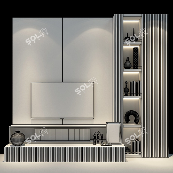 Modern TV Shelf with Storage 3D model image 2