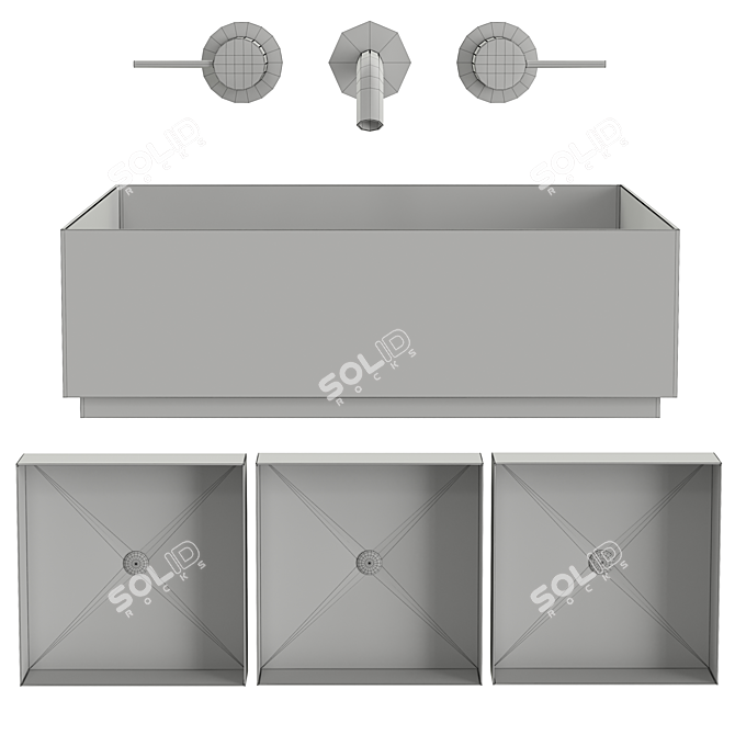 GESSI 316 Square Steel Sink 3D model image 4