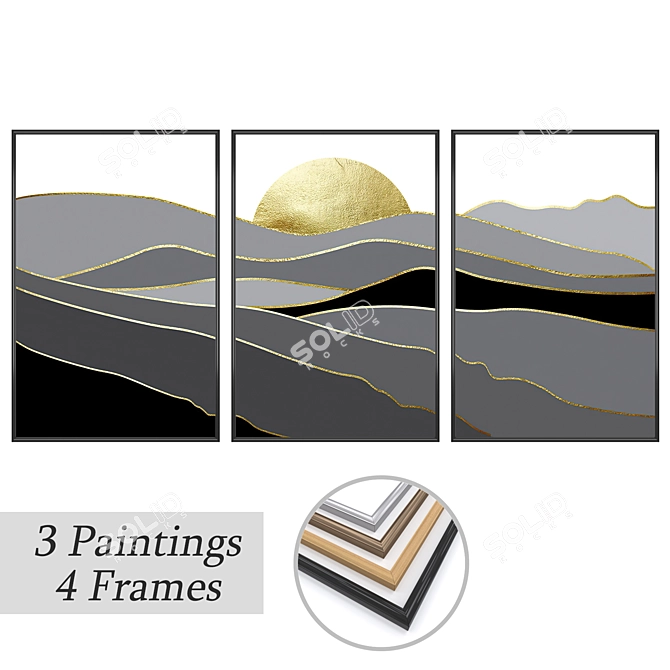 Elegant Wall Art Set with Multiple Frames 3D model image 1