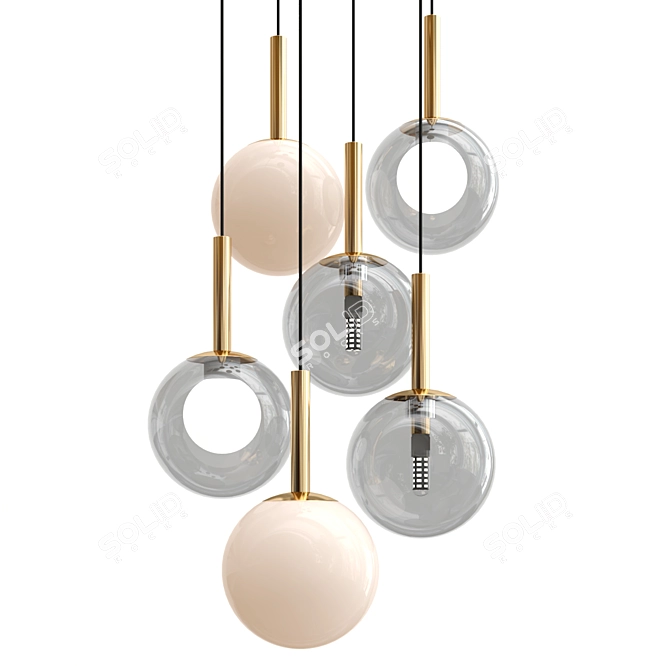 Elegant Glass Ball Pendant Lamp 3D model image 2