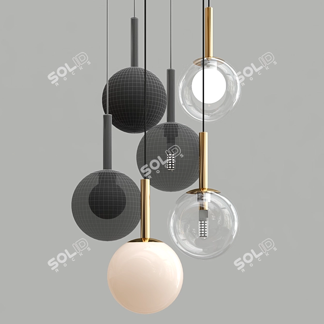 Elegant Glass Ball Pendant Lamp 3D model image 3