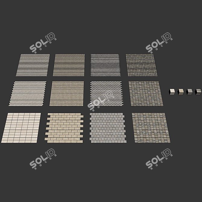 Natural Stone Set 03: Travertine & Ocean Blue Tiles 3D model image 7