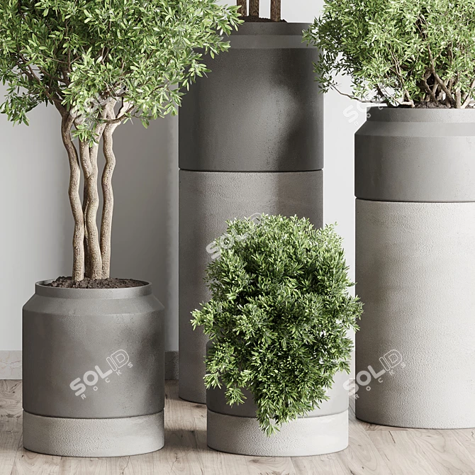 61 Concrete Vase Pot Collection 3D model image 4