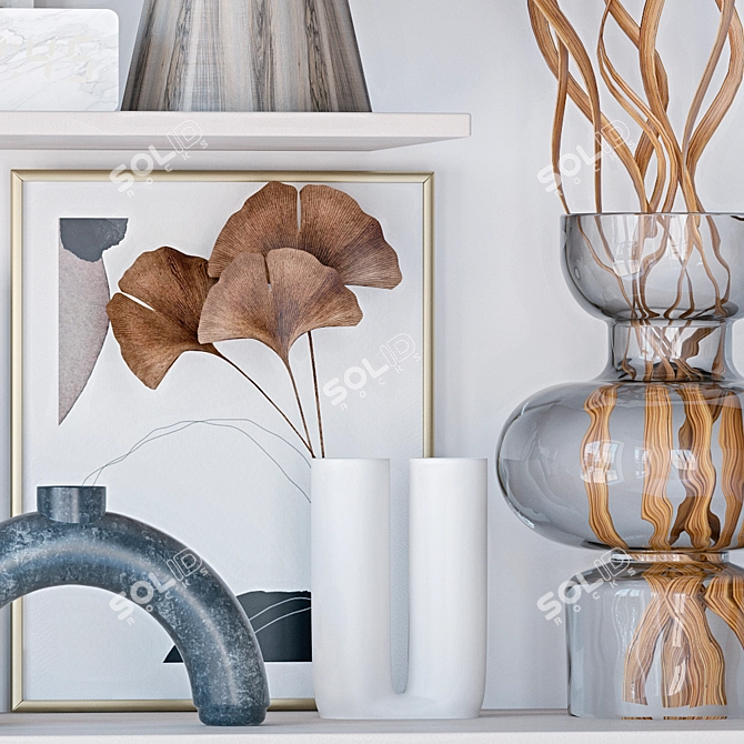 Decorative Shelves: Vases & Books 3D model image 5