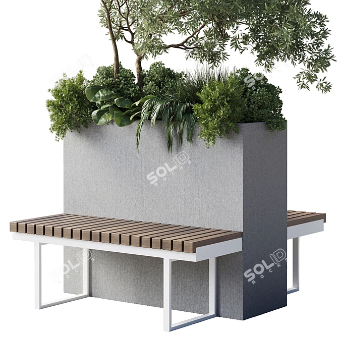 Urban Green Benches - Collection of Flowers, Plants, Tree 3D model image 3