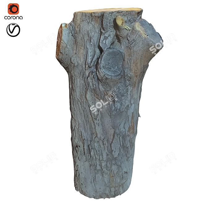 Natural Wood Tree Trunk Sculpture 3D model image 1