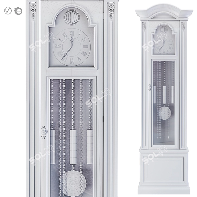Elegant Brass-Plated Grandfather Clock 3D model image 3