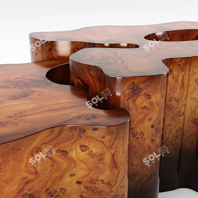 Elegant Oak Coffee Table Set 3D model image 3