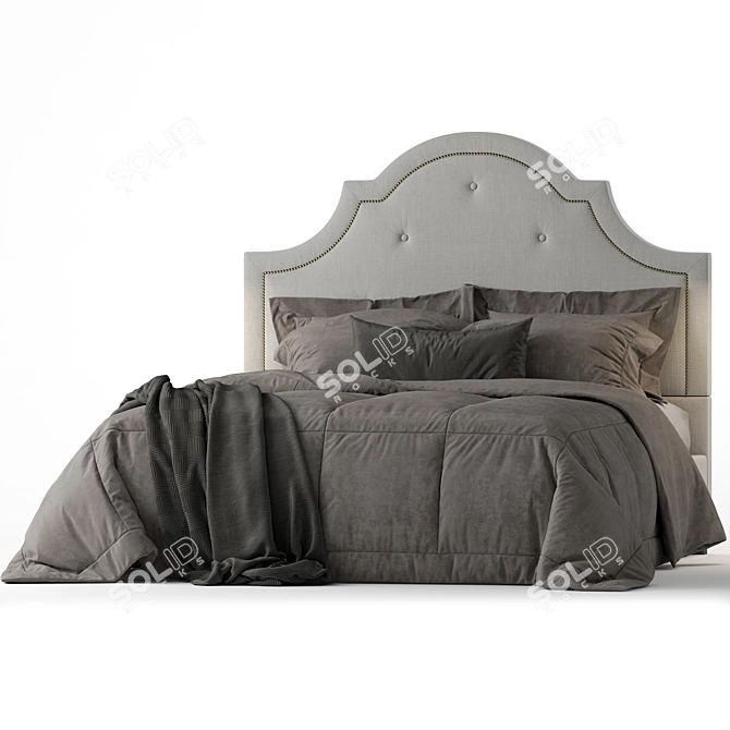 Modern Beige Linen Baxton Bed 3D model image 3