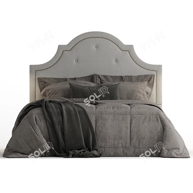 Modern Beige Linen Baxton Bed 3D model image 4