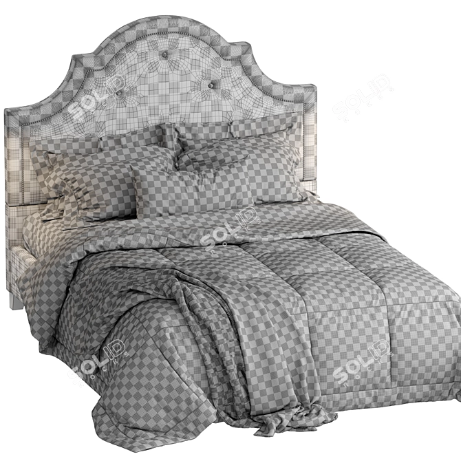 Modern Beige Linen Baxton Bed 3D model image 5