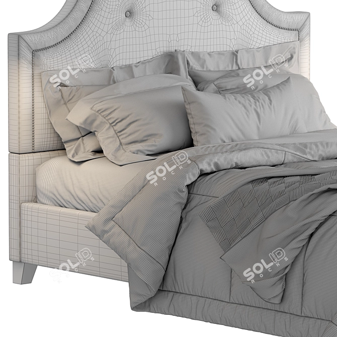 Modern Beige Linen Baxton Bed 3D model image 6