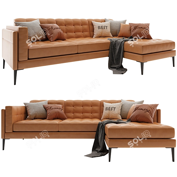 Mod Leather L-Shape Sofa 3D model image 1