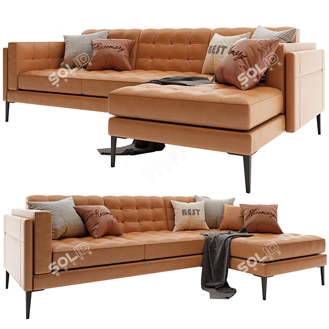 Mod Leather L-Shape Sofa 3D model image 3