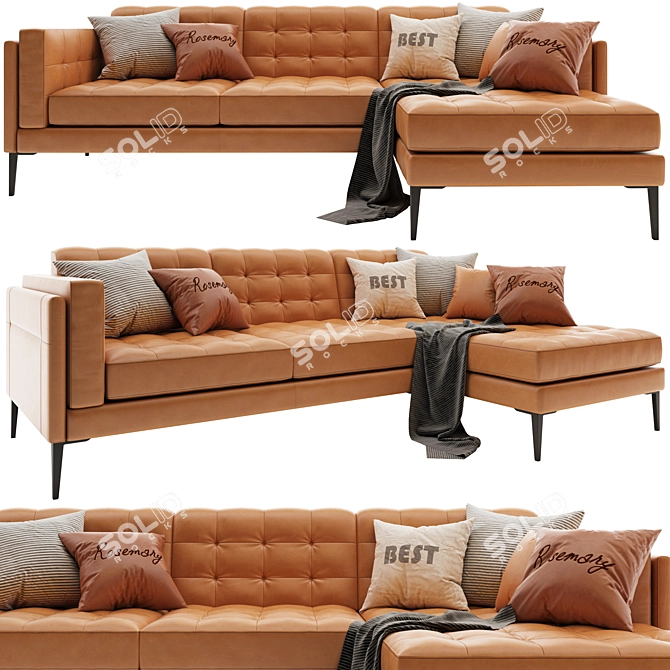 Mod Leather L-Shape Sofa 3D model image 7