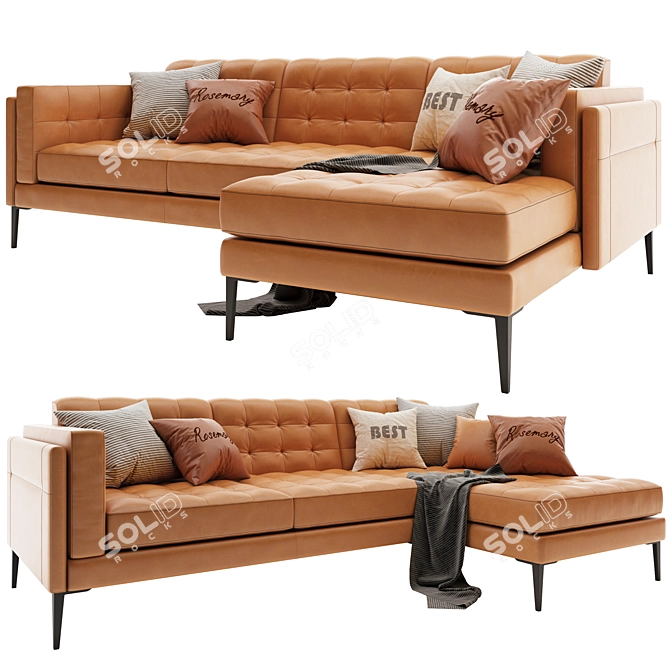 Mod Leather L-Shape Sofa 3D model image 8