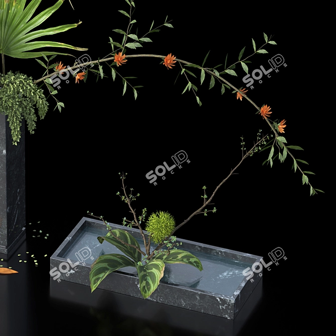 Botanical Bliss: Trio of Indoor Bouquets 3D model image 3