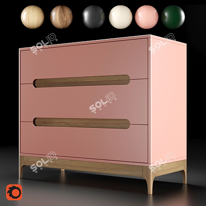 Oakwood Dresser | Handcrafted Design 3D model image 1