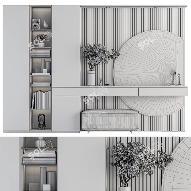 Modern White Wood Hallway Set 3D model image 5