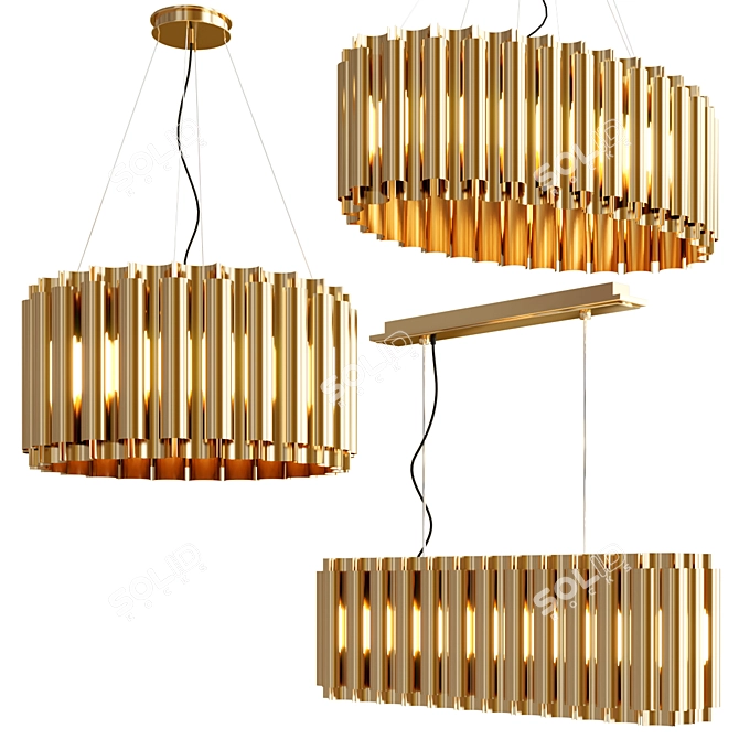 Golden Glow Pendant Lighting Collection 3D model image 1