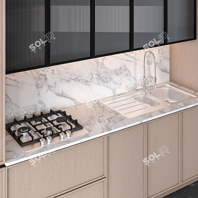 Modern Kitchen Set with Gaggenau Appliances & Grohe Fixtures 3D model image 3