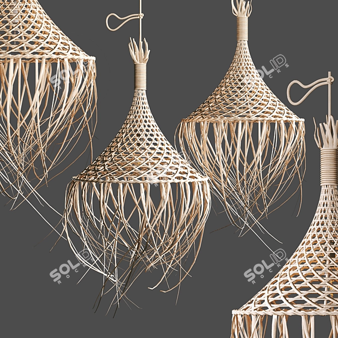 Rattan Hanging Chandelier 3D model image 1