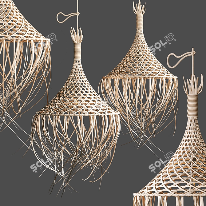 Rattan Hanging Chandelier 3D model image 4