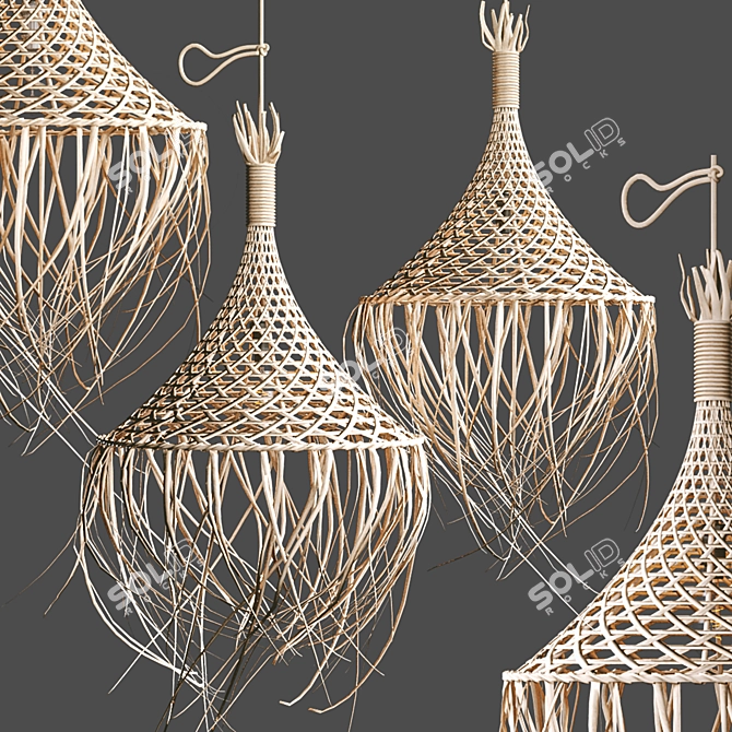 Rattan Hanging Chandelier 3D model image 5