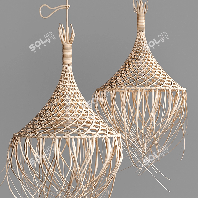 Rattan Hanging Chandelier 3D model image 7