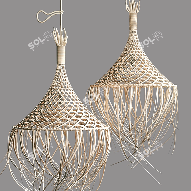 Rattan Hanging Chandelier 3D model image 9