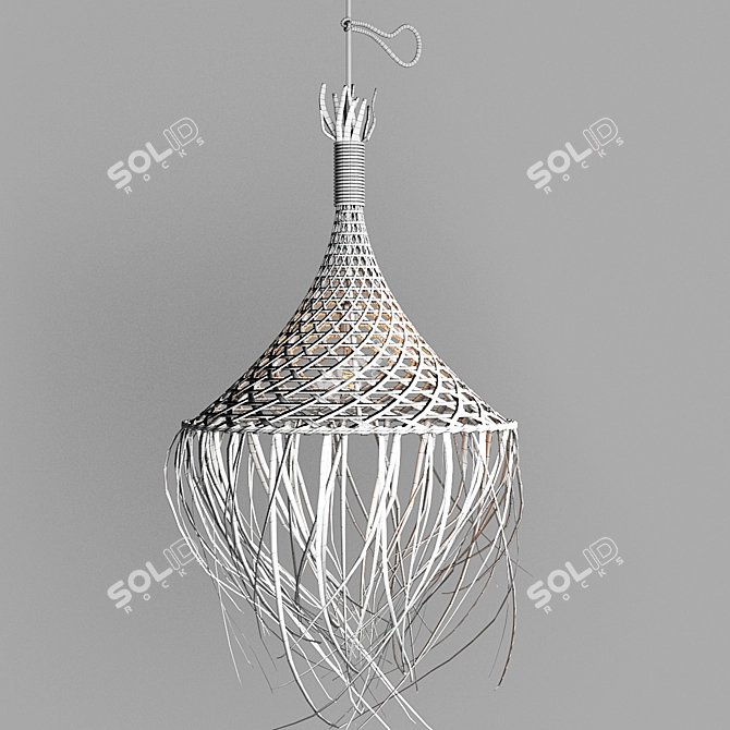 Rattan Hanging Chandelier 3D model image 14