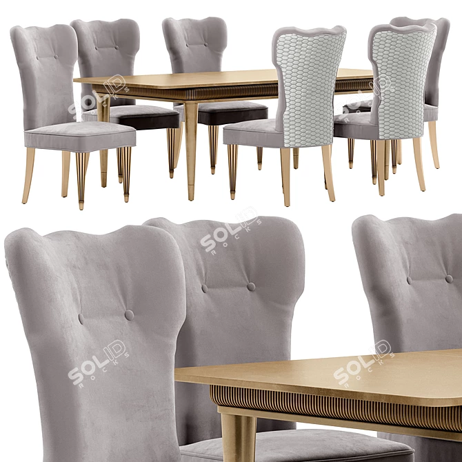 Modern Italian Dining Set 3D model image 1